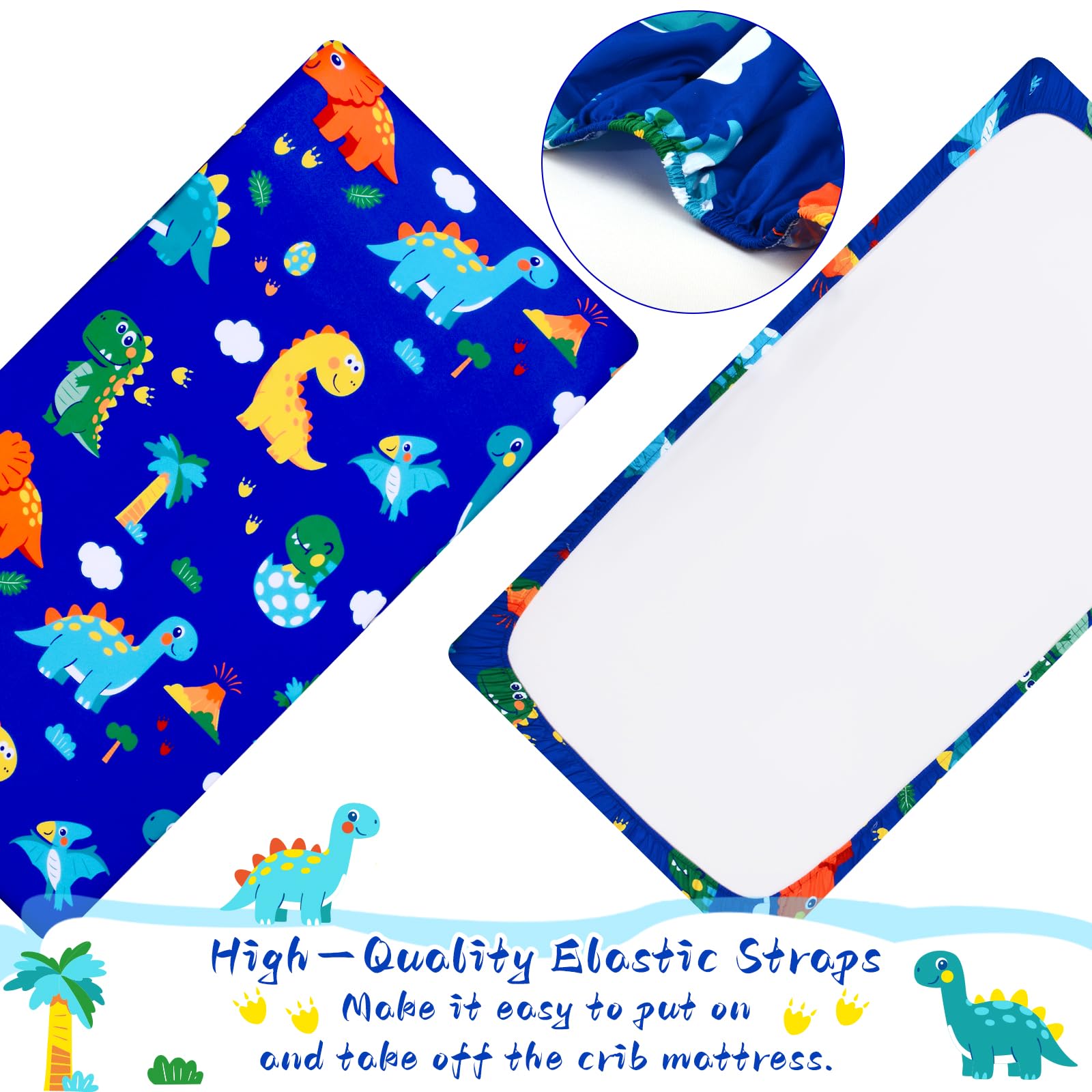 Cloele Dinosaur Fitted Crib Sheet features playful dinosaurs to spark imagination.