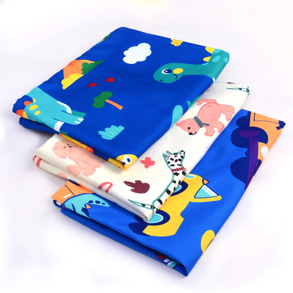 Cloele dog-print bedding adds playful charm to bedtime.