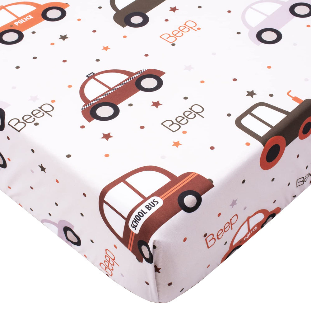 Cloele fitted crib sheet showing 52x28 inch fit for standard cribs, easy toddler bed transition