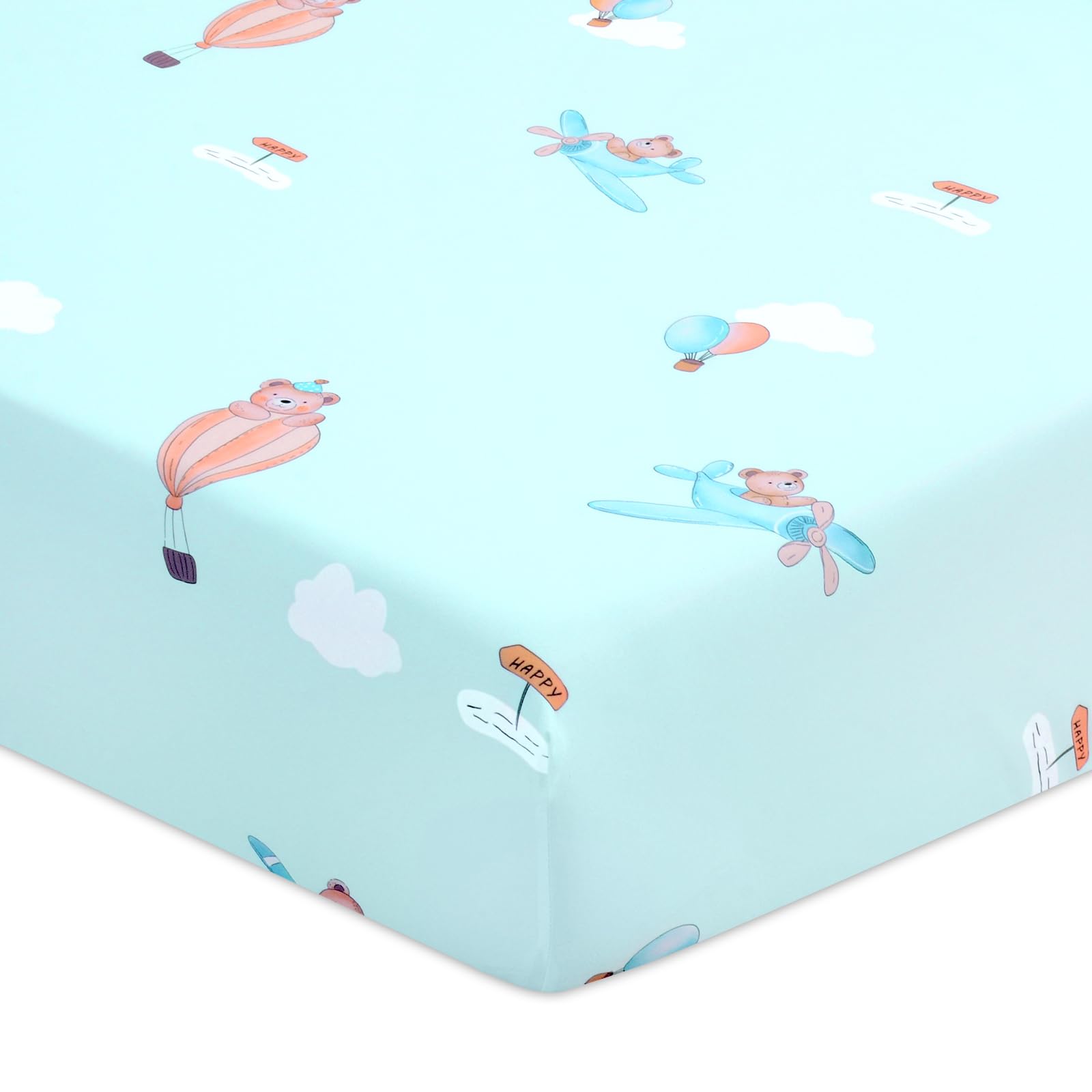 Cloele fitted crib sheet showing soft cotton texture for breathable comfort.