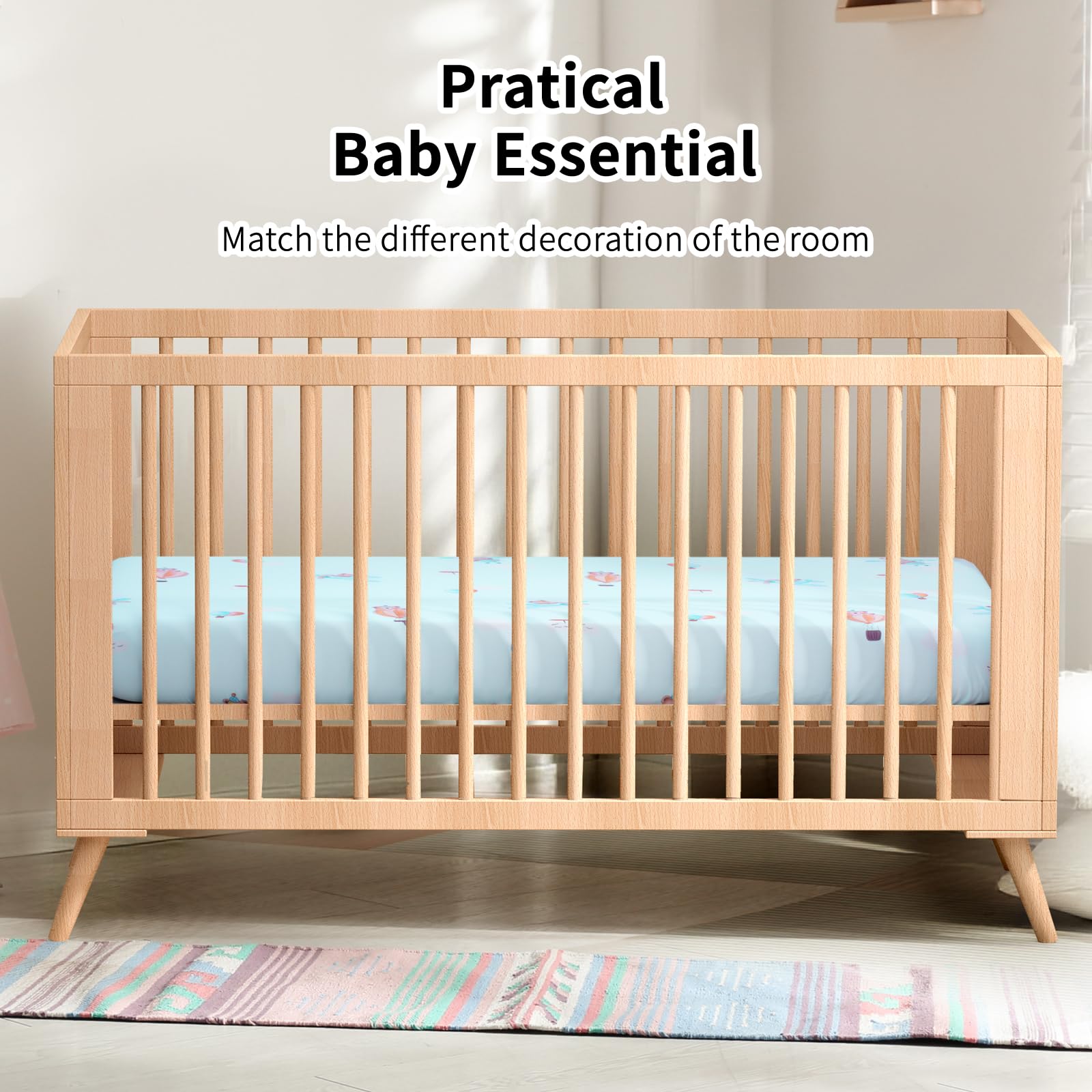 Cloele machine-washable crib sheet for easy care.
