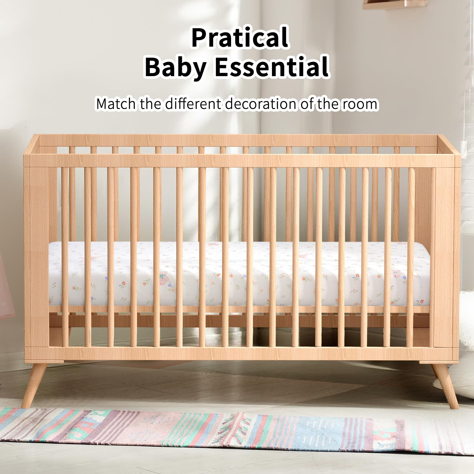 Cloele machine-washable crib sheet keeps colors vibrant after washings.