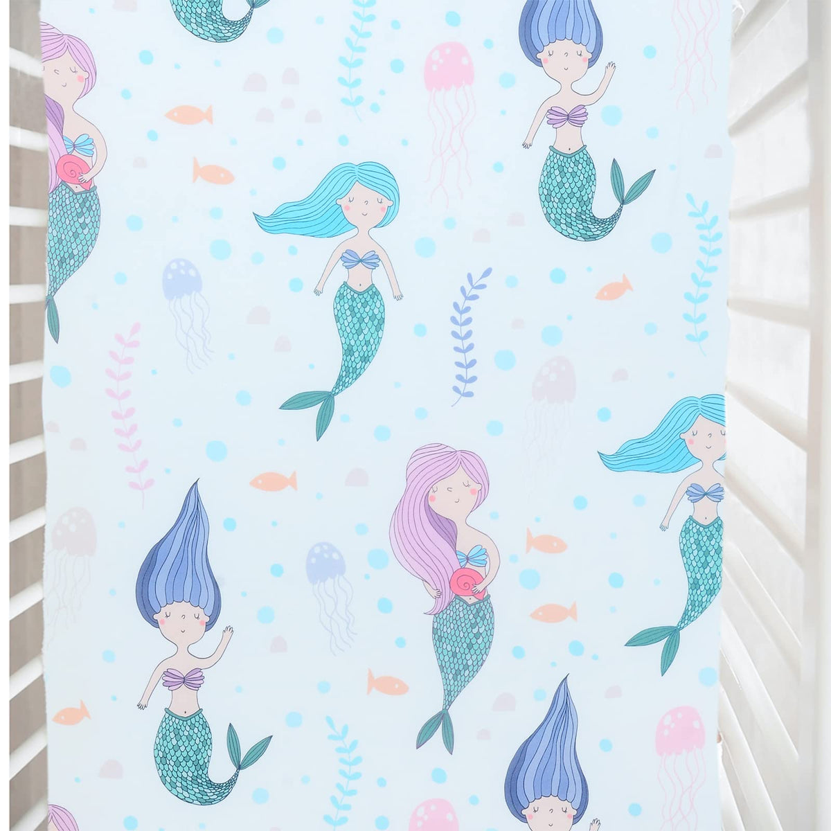 Cloele mermaids crib sheet on mattress with mermaid print for cozy nights