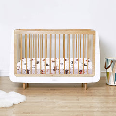 Cloele brown car pattern on crib sheet enhances gender neutral nursery decor