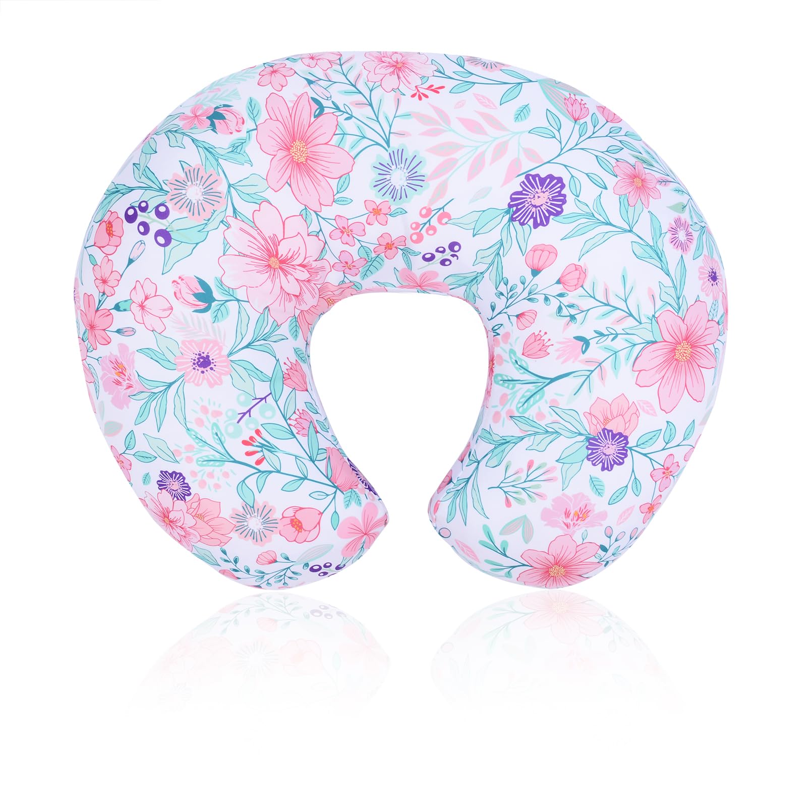 Cloele nursing pillow cover botanical floral leaf fabric closeup highlights soft skin-friendly material.
