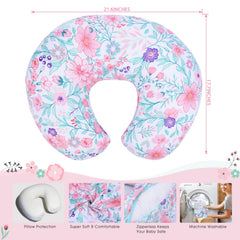 Cloele nursing pillow cover botanical pattern on pillow shows vibrant colors for baby-friendly decor.