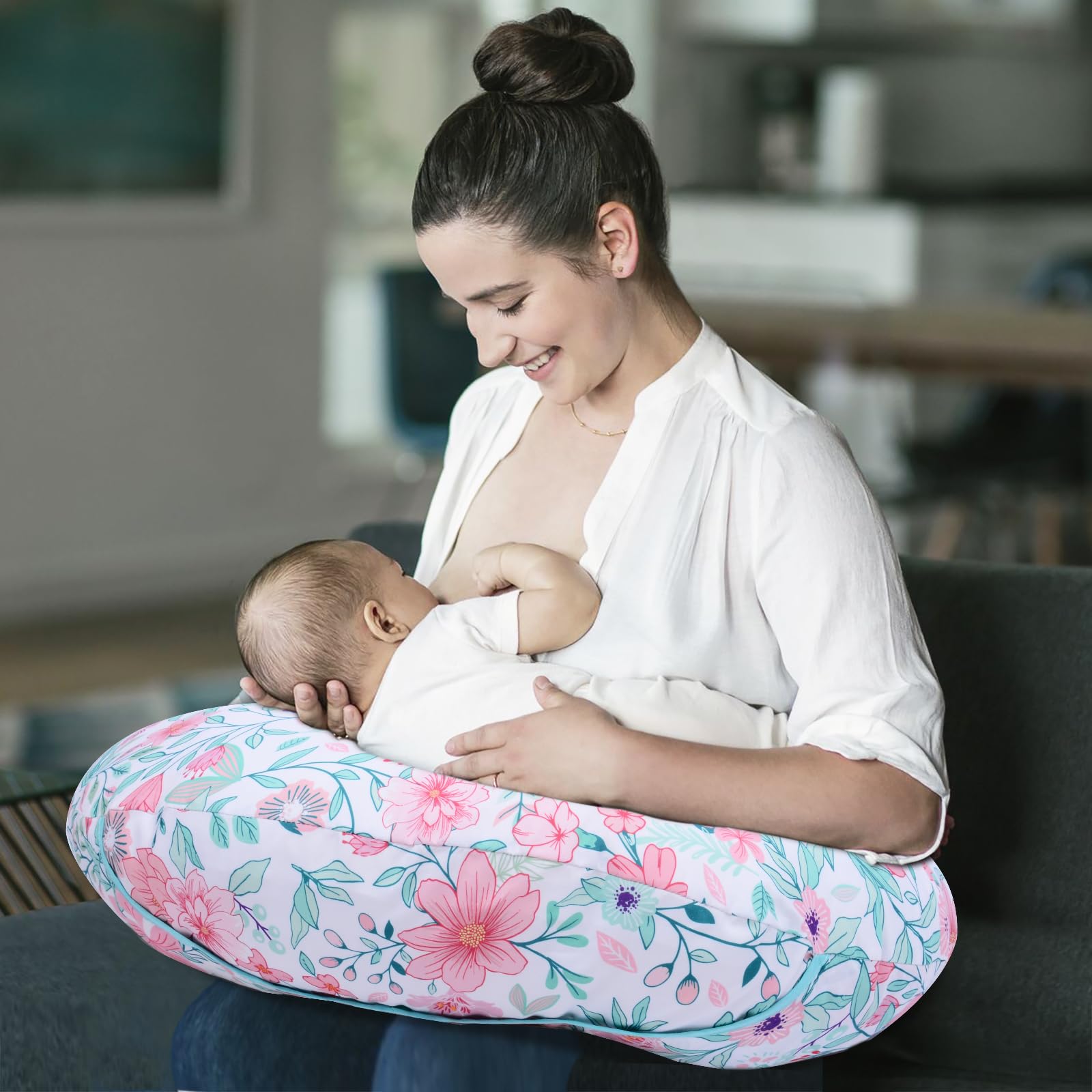 Cloele nursing pillow cover soft breathable material offers comfortable feeds.