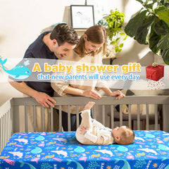 Cloele Ocean Fitted Crib Sheet Elastic Fit keeps sheet in place during wriggly naps.