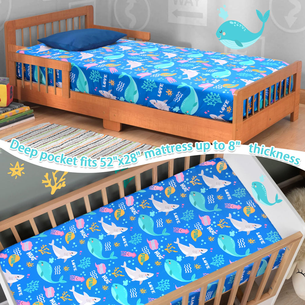 Cloele Ocean Fitted Crib Sheet Machine Washable for easy laundering.