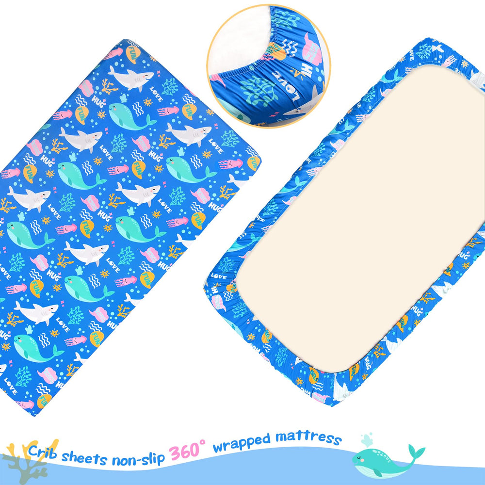 Cloele Ocean Fitted Crib Sheet Standard Mattress Fit for cribs and toddler beds.