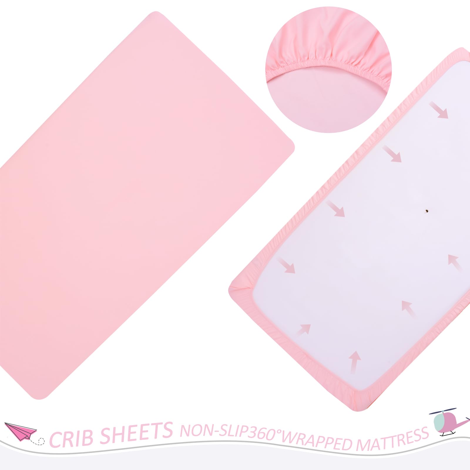 Cloele pink nursery bedding setup shows coordinated pieces for quick styling.