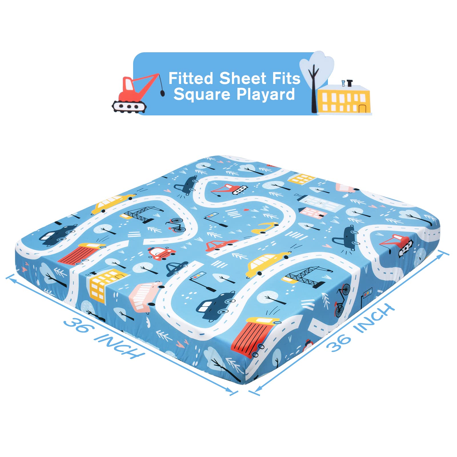 Cloele playard sheet with 360-degree wrap prevents slipping during naps.