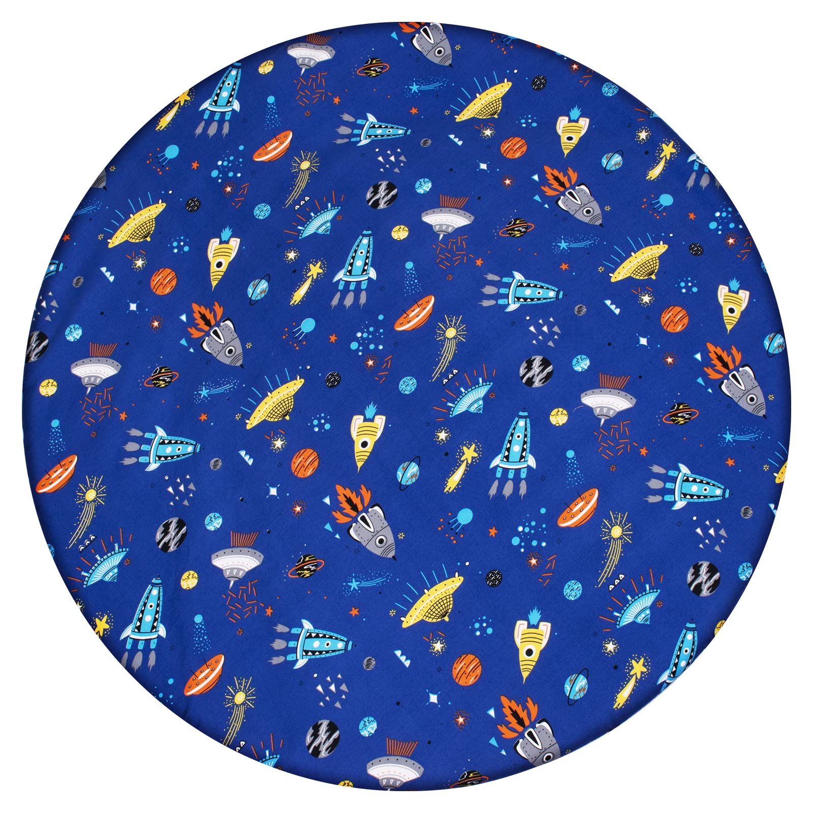 Cloele round crib sheet colorful-prints retain vibrant look after washes.