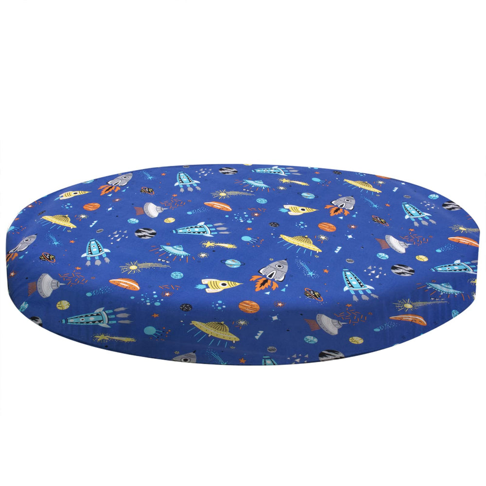 Cloele round crib sheet soft microfiber closeup shows cozy texture for gentle baby sleep.