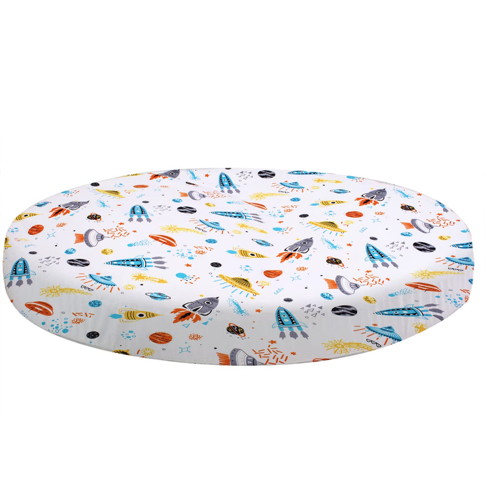 Cloele round stretchy crib sheet space-mattress-42x42 snug fit for safe sleep