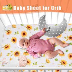 Cloele Sunflower floral crib sheet complements nursery decor for baby girls