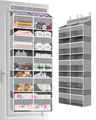 Clothink over-the-door organizer front view shows five-tier capacity for toys and clothes.