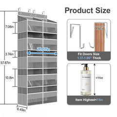 Clothink over-the-door organizer with 10 mesh side pockets for small items.