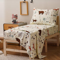 CLOTHKNOW yellow bear fitted sheet, snug toddler bed fit for secure sleep.
