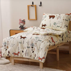 CLOTHKNOW yellow bear flat sheet, easy-care material ideal for everyday naps.