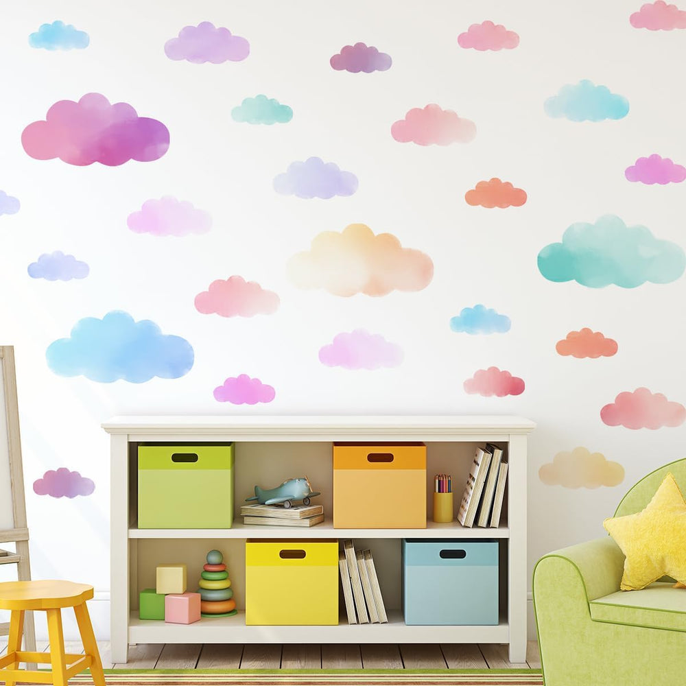 clothmile clouds wall art in a child's bedroom invites imagination and color