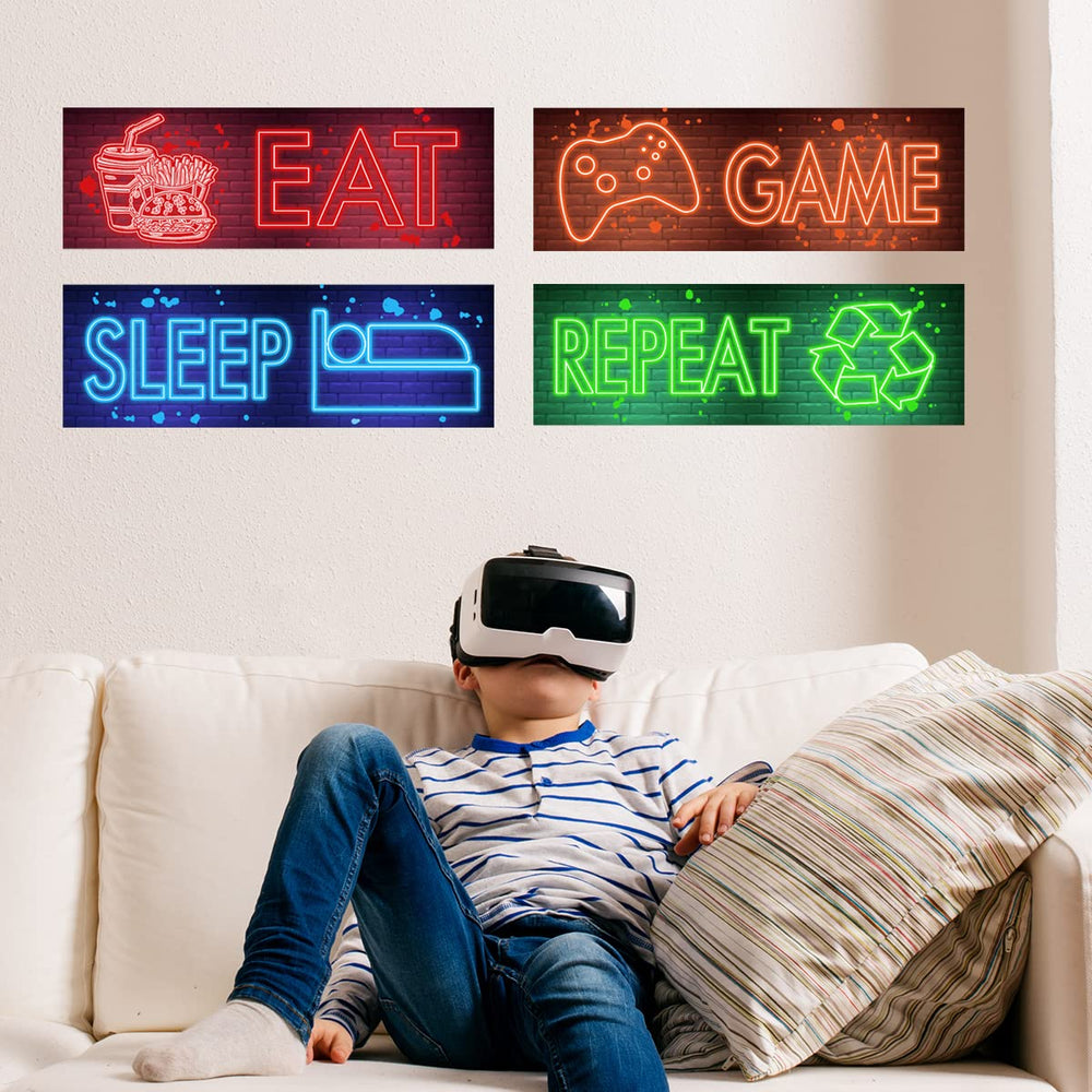 clothmile neon boy gamer decal on wall ideas for a playful teen room.