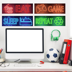 clothmile neon video game wall decal patterns highlight vivid game-themed art.