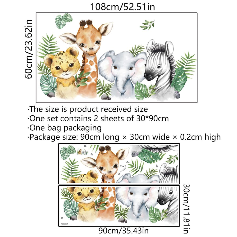 clothmile watercolor jungle animals wall stickers colorful patterns stimulate early learning and name recognition.