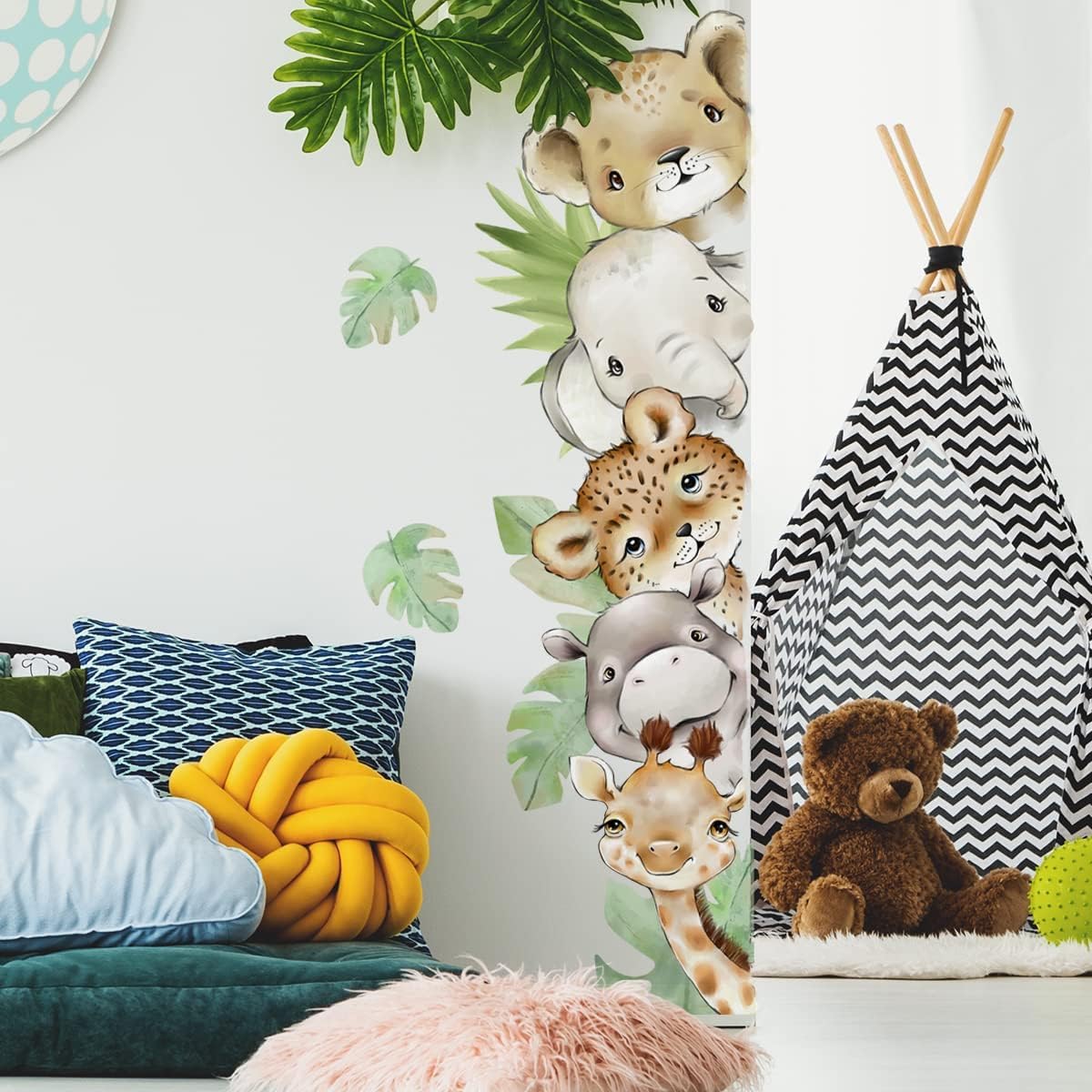 clothmile watercolor jungle giraffe wall decal cheerful bedroom focal point