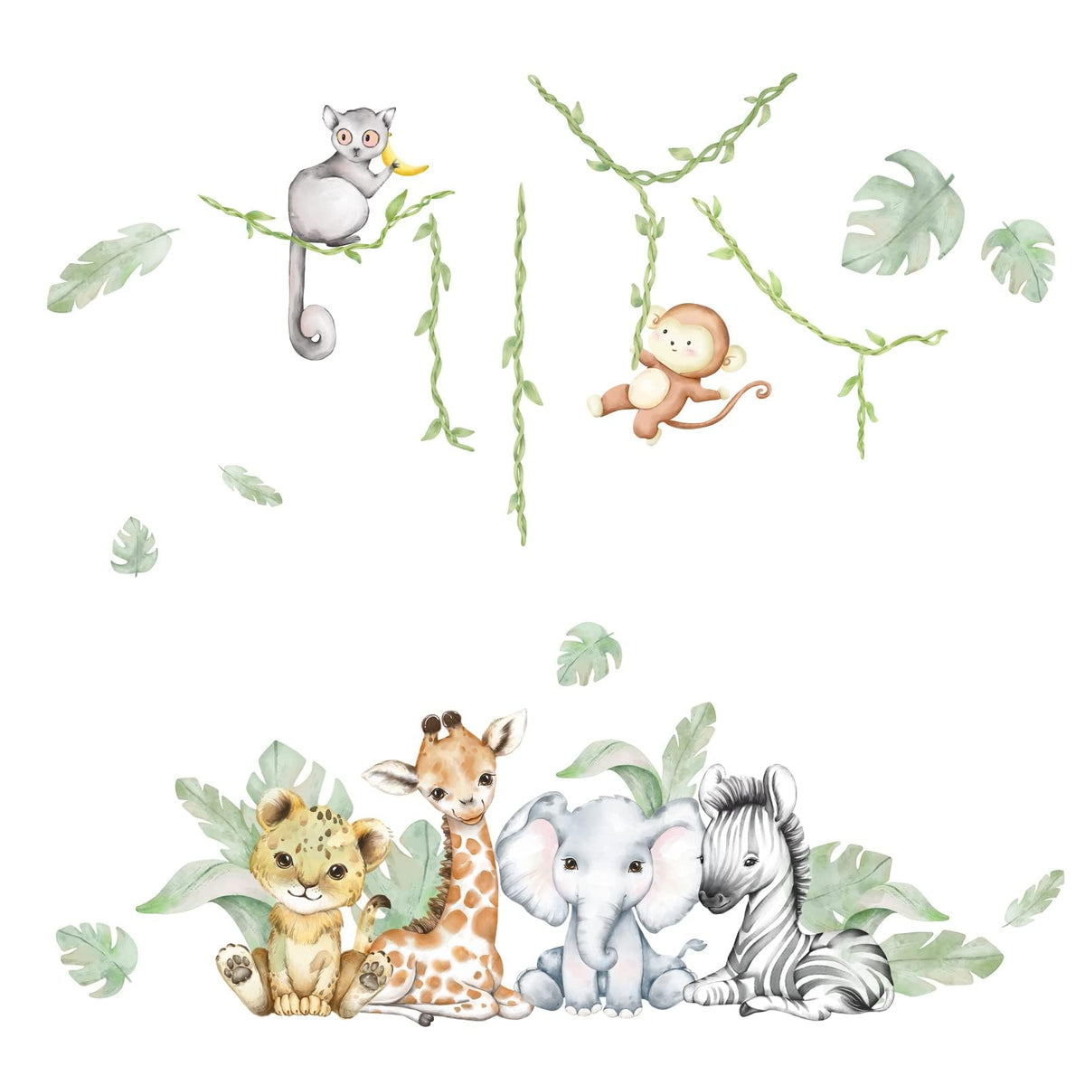 clothmile woodland animals decal birch tree scene for a cozy nursery ambience.