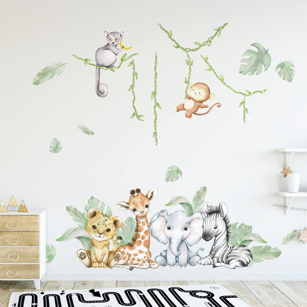 clothmile woodland animals elephant decal adds a playful focal point in kids’ rooms.