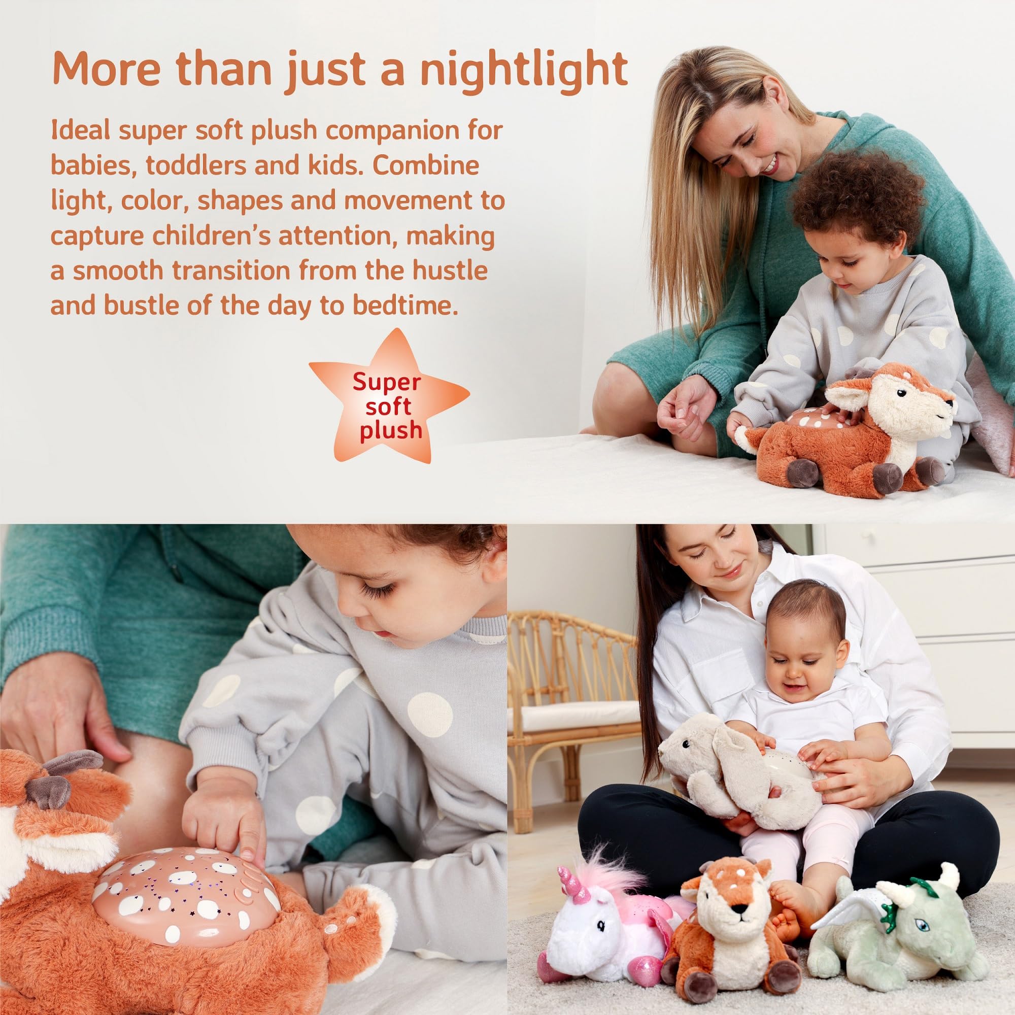 Cloud b Calming Nightlight Star Projector offers green blue and amber lights for customizable mood.