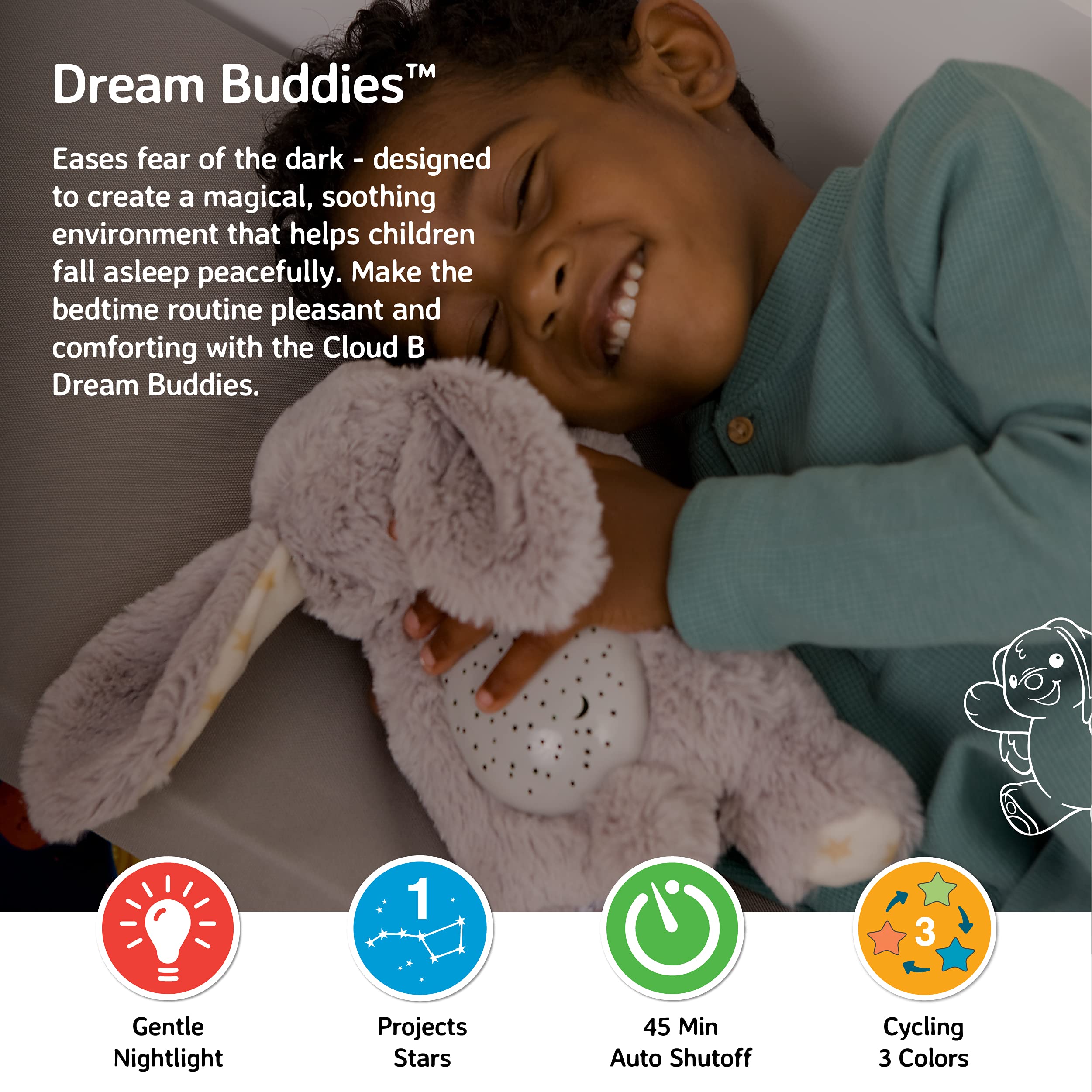 Cloud B Benny the Bunny star projector fills the room with gentle constellations for sensory wind-down.
