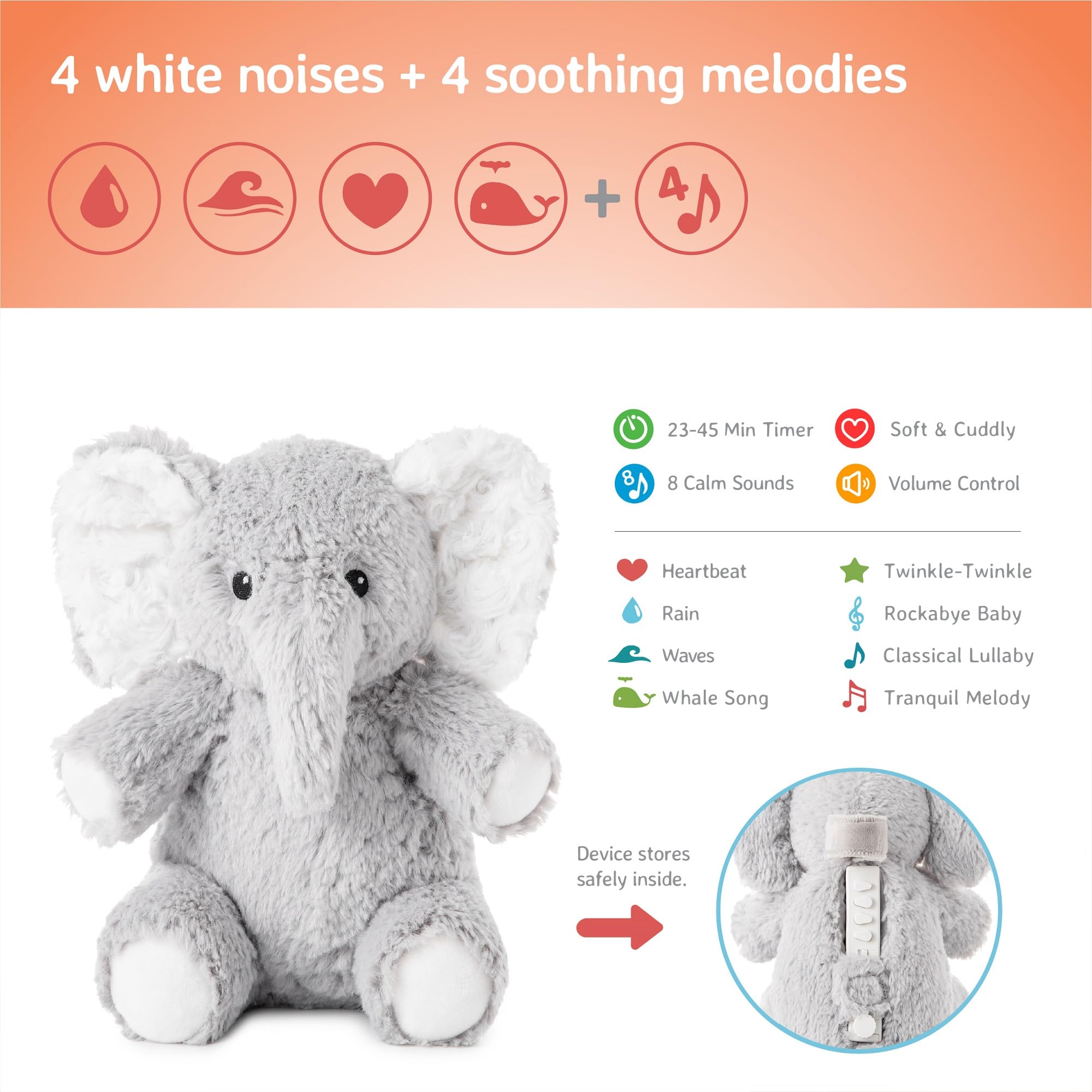 Cloud b Elliot Elephant On The Go heartbeat sound for calming naptime cues