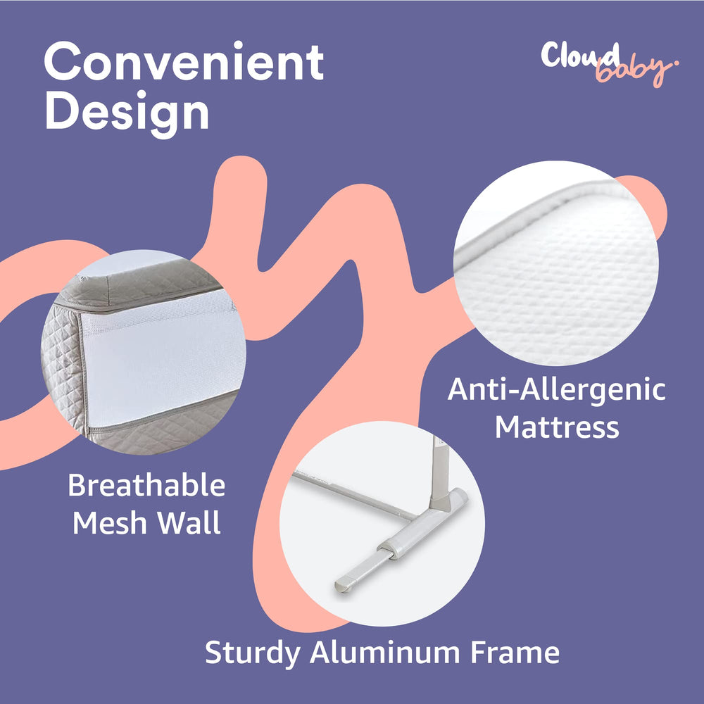 Cloud Baby Bedside Bassinet washable mattress makes nightly cleaning simple.