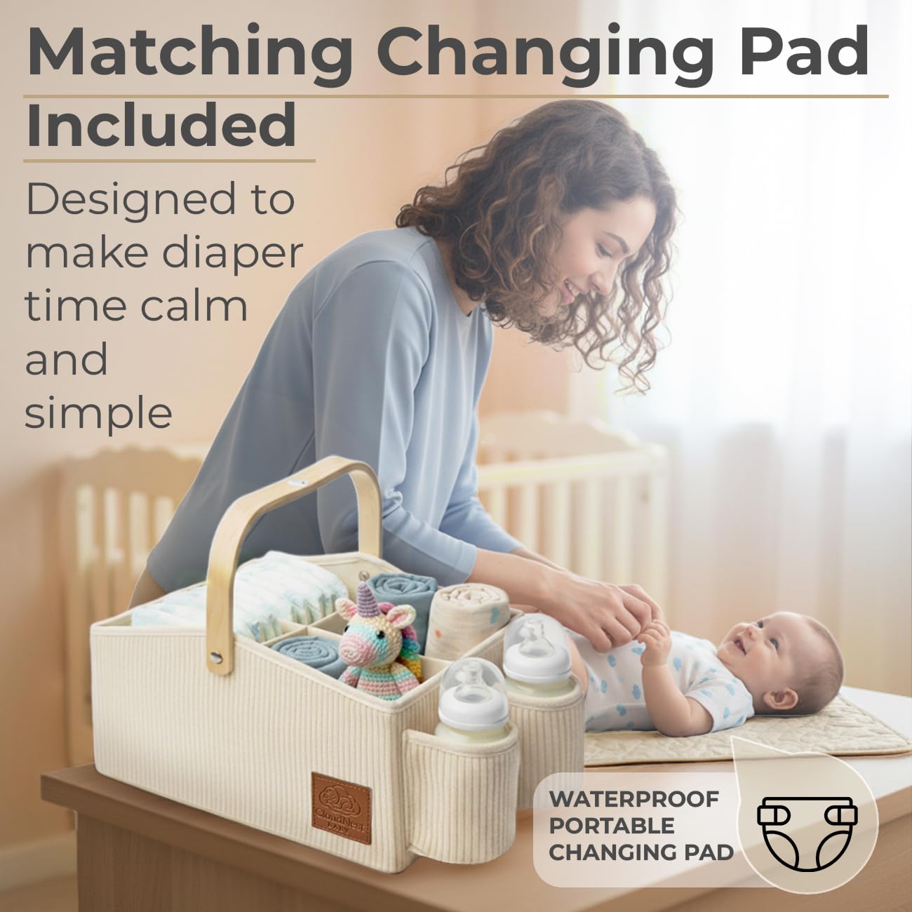 Cloud Nest Baby waterproof changing pad protects gently during diaper changes.