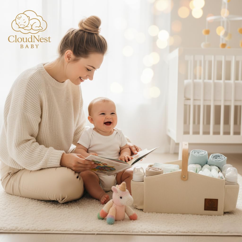 Cloud Nest Baby wooden handles highlight premium craftsmanship and nursery style.