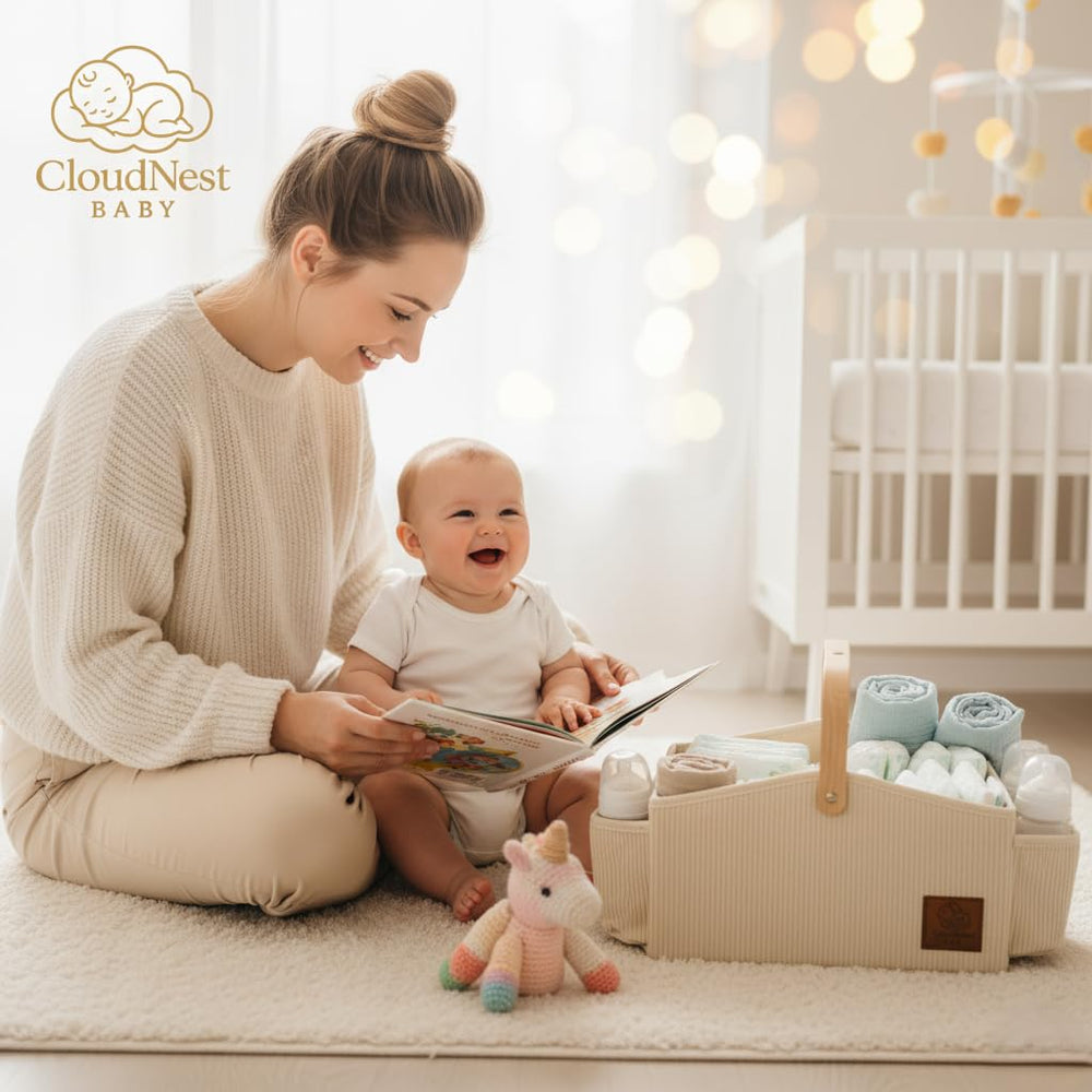 Cloud Nest Baby wooden handles highlight premium craftsmanship and nursery style.