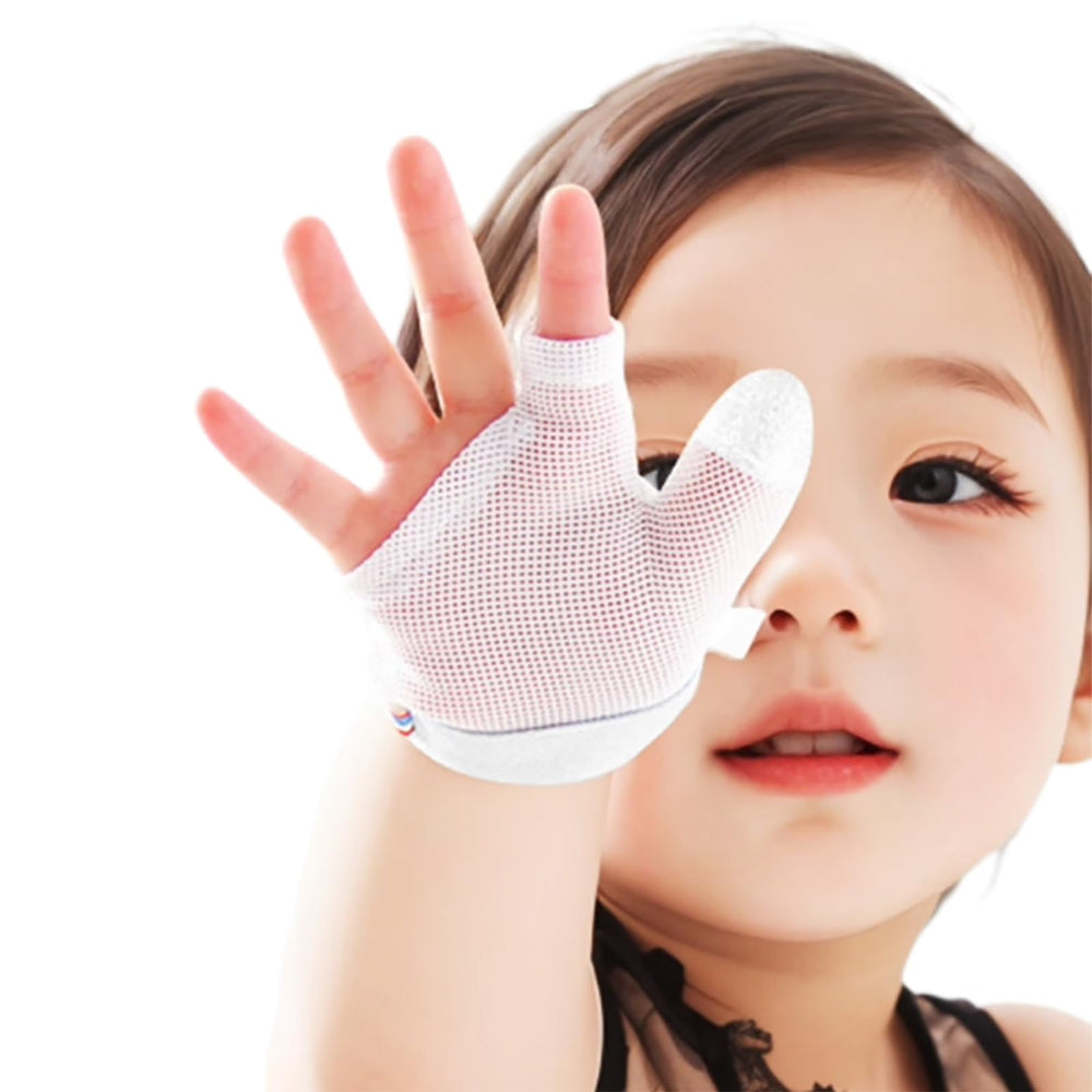 Cloverhome Thumb Sucking Guard at bedtime to reduce face scratching and promote calm rest