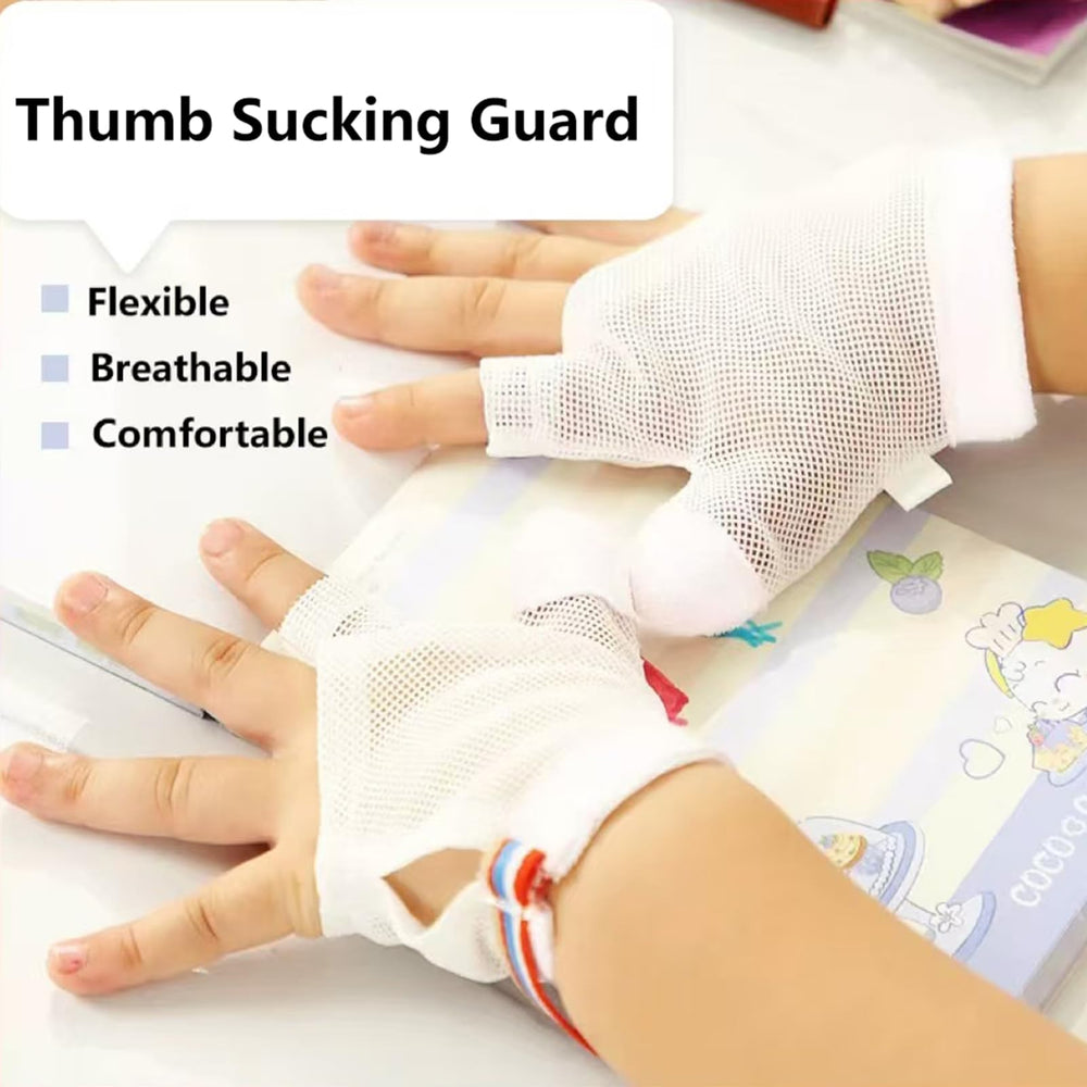 Cloverhome Thumb Sucking Guard demonstrates adjustable wrist strap for secure day and night wear