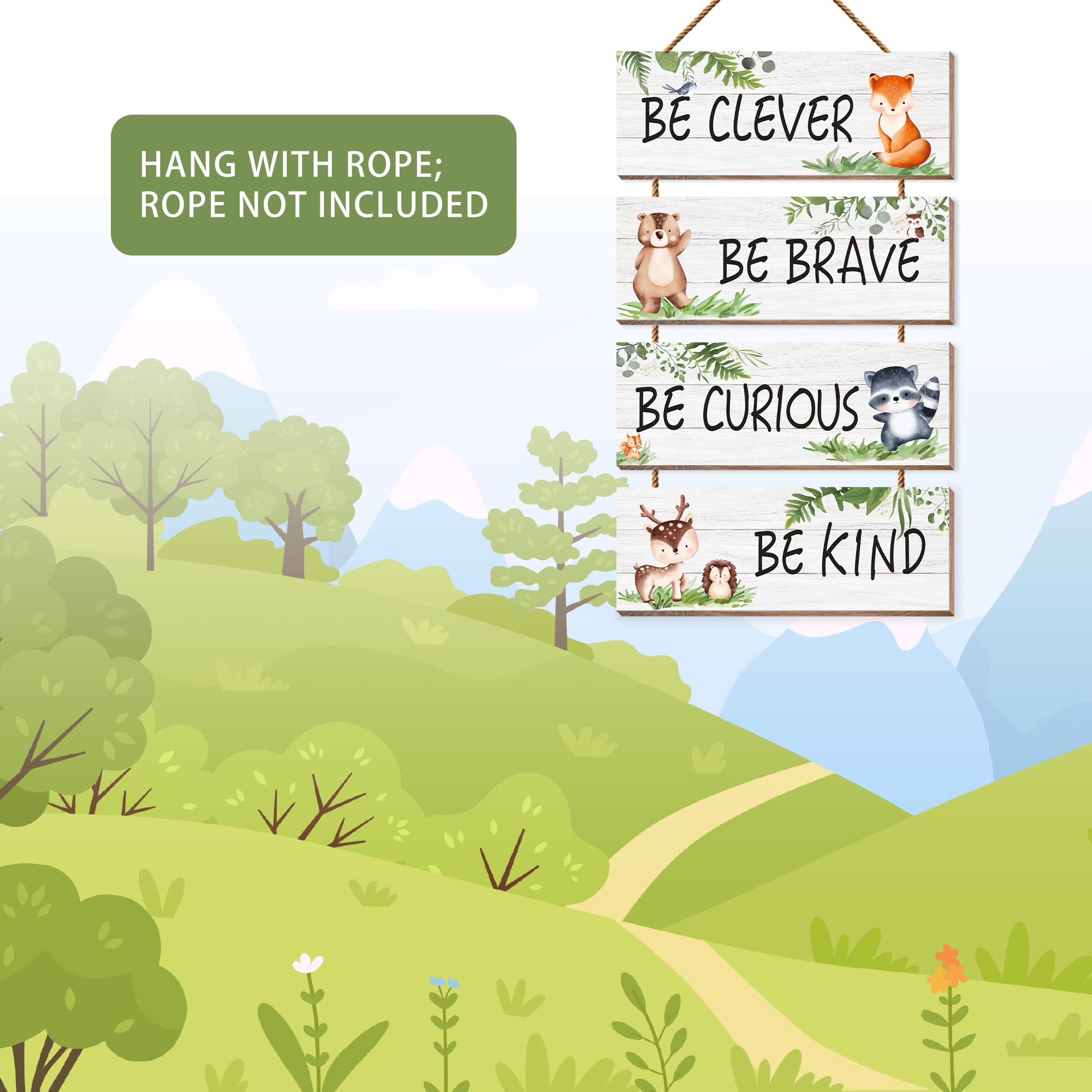 CloverKoi wooden animal wall sign collection features friendly forest characters.