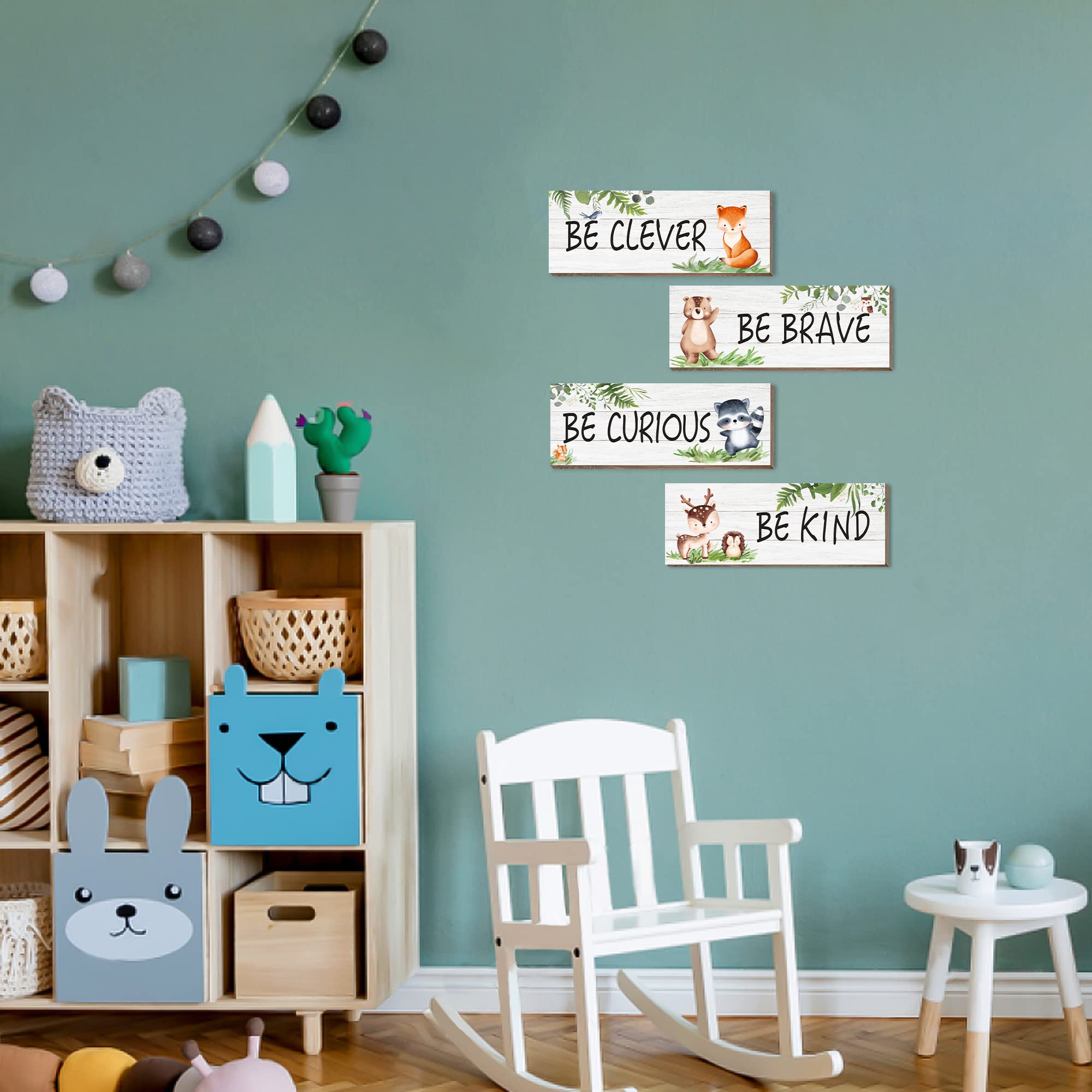 CloverKoi be kind woodland wall sign fosters a calm room vibe.