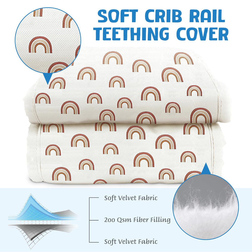 CLYCSRC 3-Piece Mesh Set on crib rail cover highlights non-padded protection