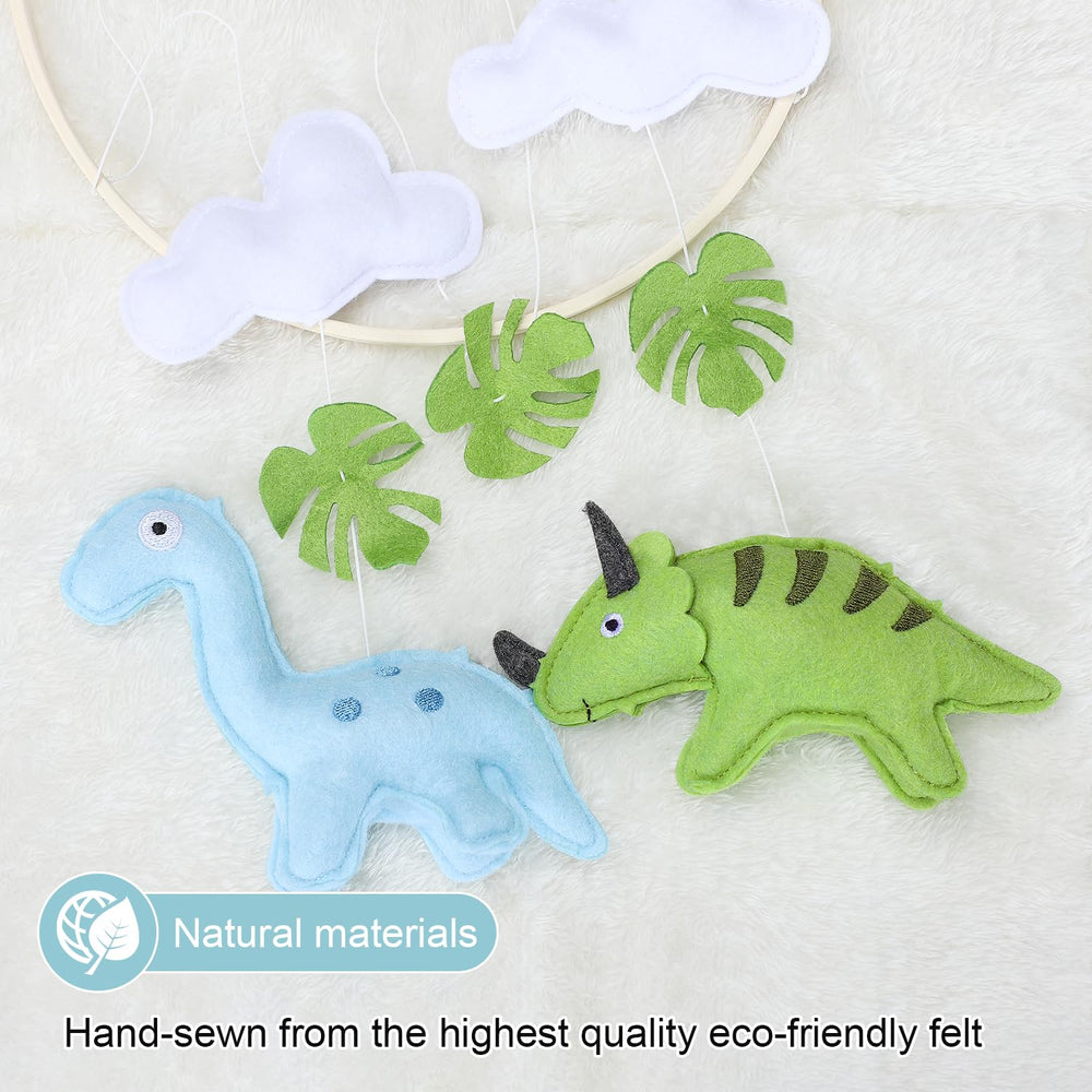 CLYMENE eco-friendly felt dinosaurs with bamboo hoop support visual development.