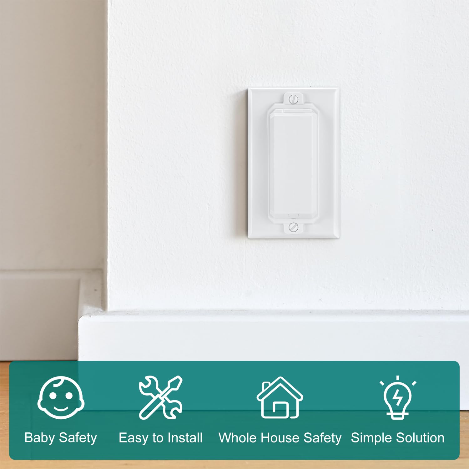CLYMENE light switch guard blends with white decor for unobtrusive look