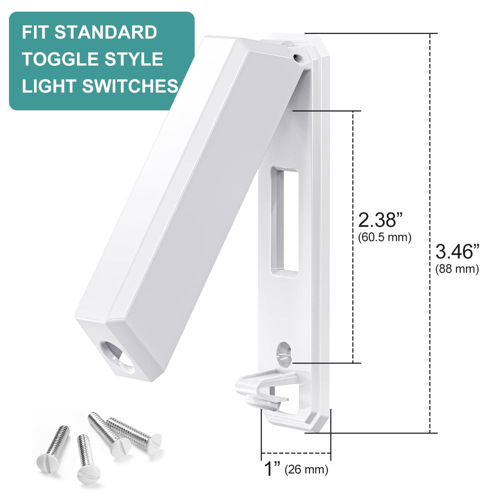 CLYMENE light switch guard mounted on wall plate for controlled access