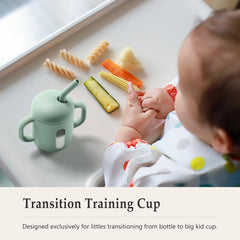 CLYMENE silicone cup's soft material reduces gum irritation during teething moments.