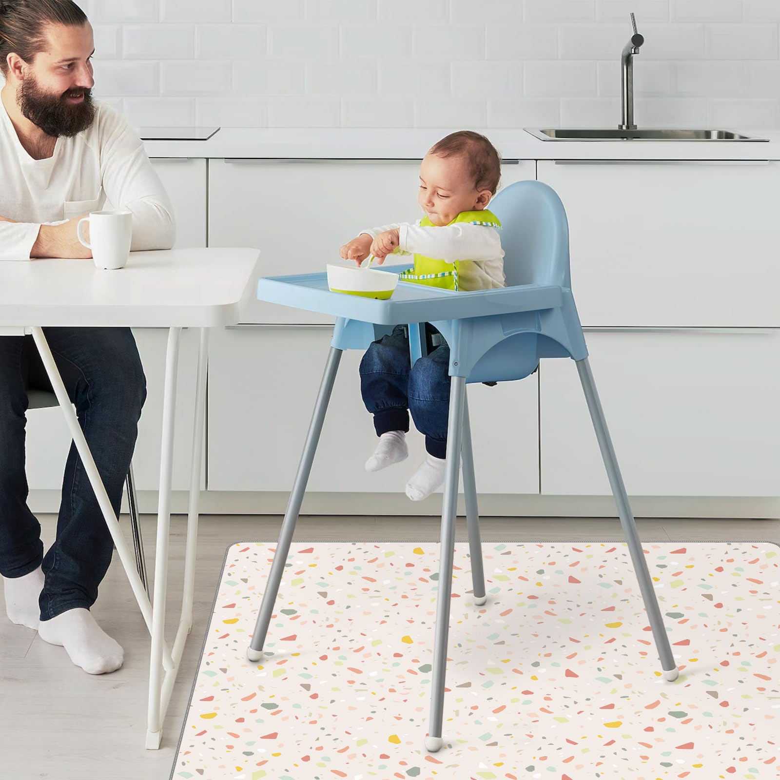 CLYMENE Splat Mat with anti-slip backing keeps the mat in place.