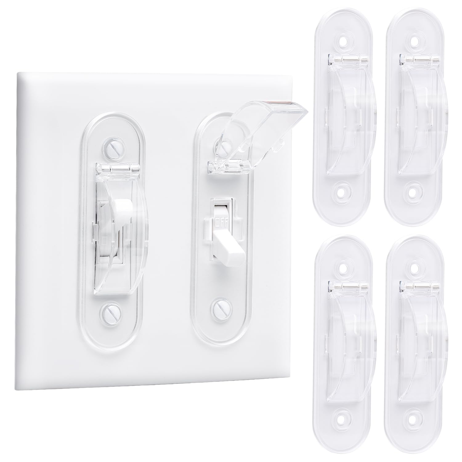 CLYMENE wall switch guard clear pack4 assembled keeps switches safe from curious kids.