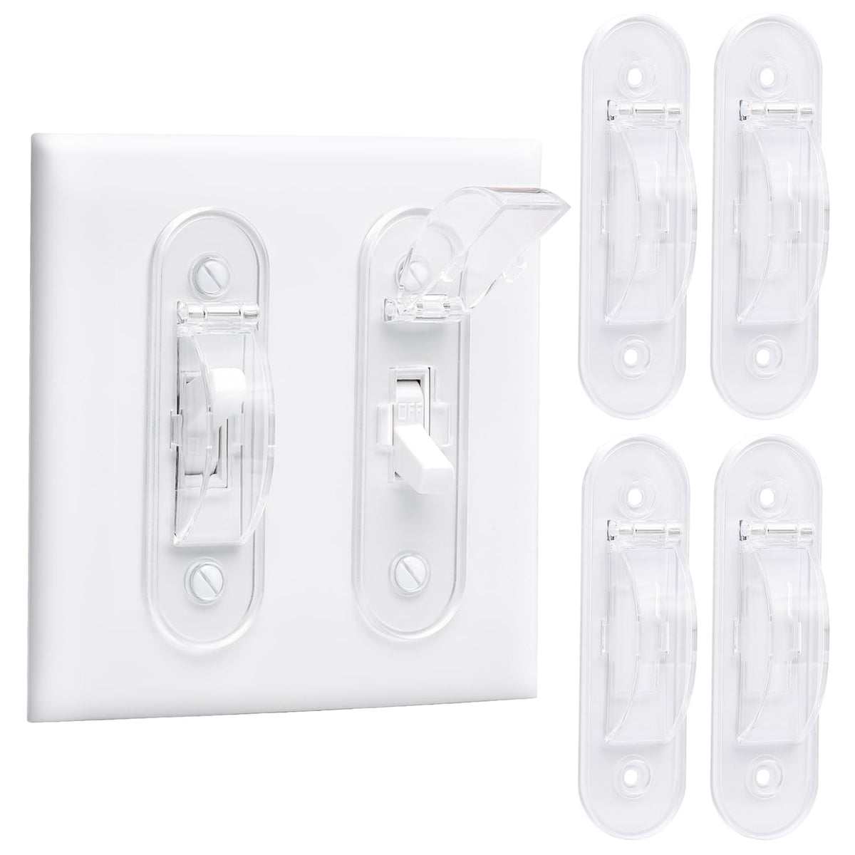 CLYMENE wall switch guard clear pack4 assembled keeps switches safe from curious kids.